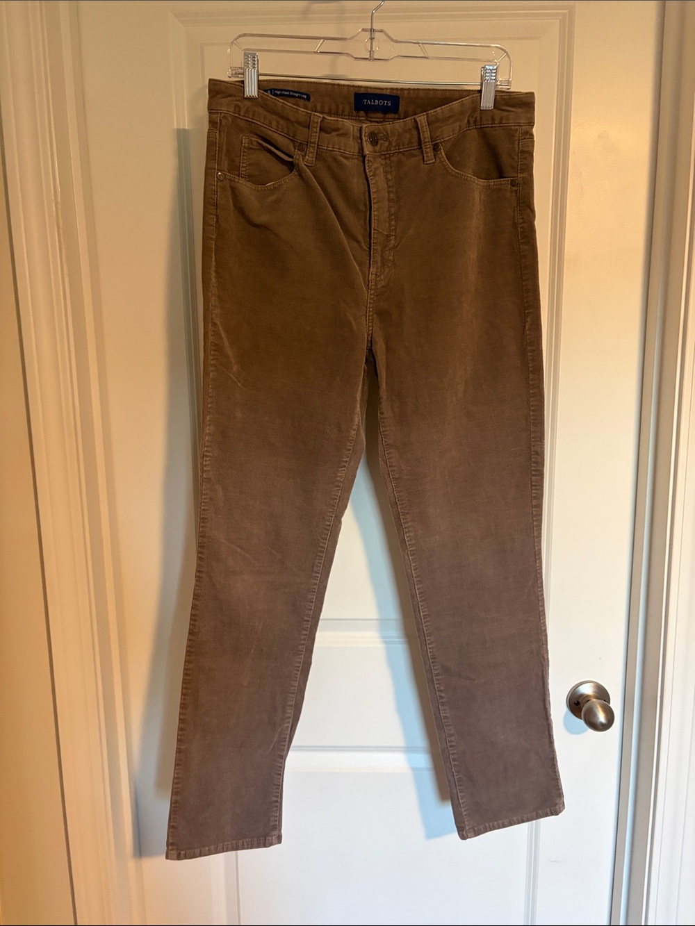 Talbots High-Waist Straight-Leg Corduroy Jeans in Gray